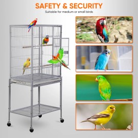 SEGAWE 53" White Bird Pet Cage Large Play Top Parrot Finch Cage Cockatoo Macaw W/ Door