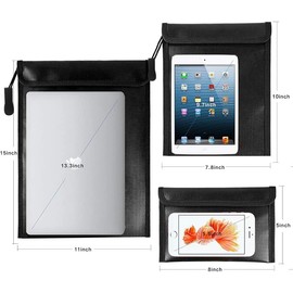 Fireproof Document Bags, 2000°F Heat Resistant, Waterproof Storage Pouches for Cash and Passports, 3-Pack, Black (Sliver-3Pack)