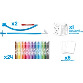 Maped Creative Dandelion Pens Blow Pen Basic Set with x2 Duster Tubes, x2 Mouthpiece, x24 Fibre Tip Pens