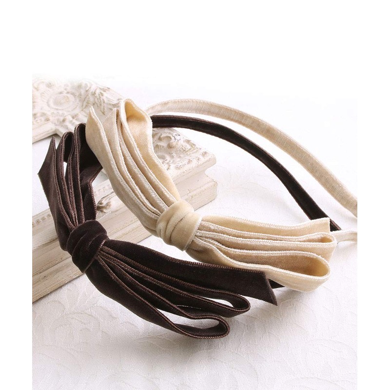 VINGTAINE HK-218-BK Velvet Thin Ribbon Headband Thin Simple Autumn Winter