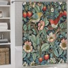 William Morris Shower Curtain,Original Design Strawberry Thief Green Flower Birds
