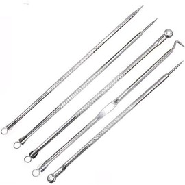 Blackhead Remover Pimple Popping Acne Extraction 4 PCS Tool Set, Blemish Scar Care for Facial Treatment-Stainless Steel Skin Care Comedone Extractor Zit Removing for Nose Face Cheeks Forehead(Silver)