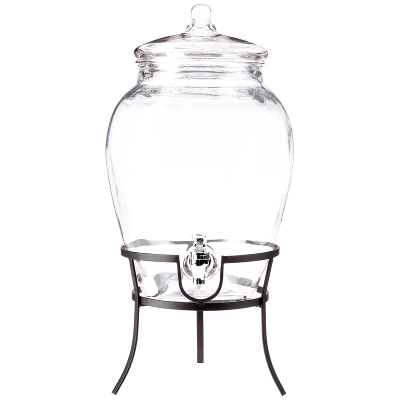 Style Setter 210388-GB Rounded Glass Beverage Dispenser, Clear, 338 Ounces