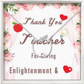 TANGPOET Teacher Necklace 925 Sterling Silver Teacher Gift Apple Pendant Necklace Apple Necklace Thank You Gifts for Teachers, Sterling Silver