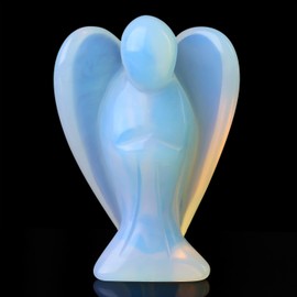 GUJOXILA Opal Crystal Angel Healing Crystals Gifts Guardian Angel Gifts for Women Angels Ornament Reiki Grief Pocket Cute Small Angel Gift 1.5”