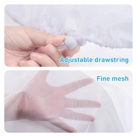 2 Pieces Mesh Cover for Rain Barrels with Drawstring, Water Collection Buckets Tank Protector, Rainwater Bucket Netting Screen Cover for Outdoor Garden, 37.4 Inches, White+Black