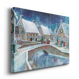 Renditions Gallery Warm Winter Wonderland Wall Art, Snowy Pastoral Scene, Charming Christmas Decorations, Premium Gallery Wrapped Canvas Decor, Ready to Hang, 24 in H x 36 in W, Made in America
