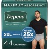 Depend FIT-FLEX Incontinence Underwear for Men Maximum Absorbency XXL 44.Ct✅