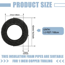 Amylove 36 Pcs 3.3 Feet Insulating Foam Pipe Insulation Foam Tube Water Pipe Insulation Freeze Protection Heat Preservation Tube Covers for Tubing Outdoor Freeze Protection (Black,1 Inch)