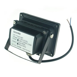 QUANS 10W 12V 24V DC AC LED Flood Light Lamp Floodlight Security Outdoor Waterproof Ultra Bright Black, 4PCS Warm White