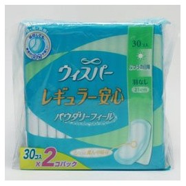 Whisper Regular Safe Regular Daily Use (30 Sheets x 2 Pack)