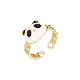 Cute Panda Open Ring for Women Pandas Bear Statement Stacking Rings Cartoon Sweet Animal Adjustable Hollow Wrap Finger Bands