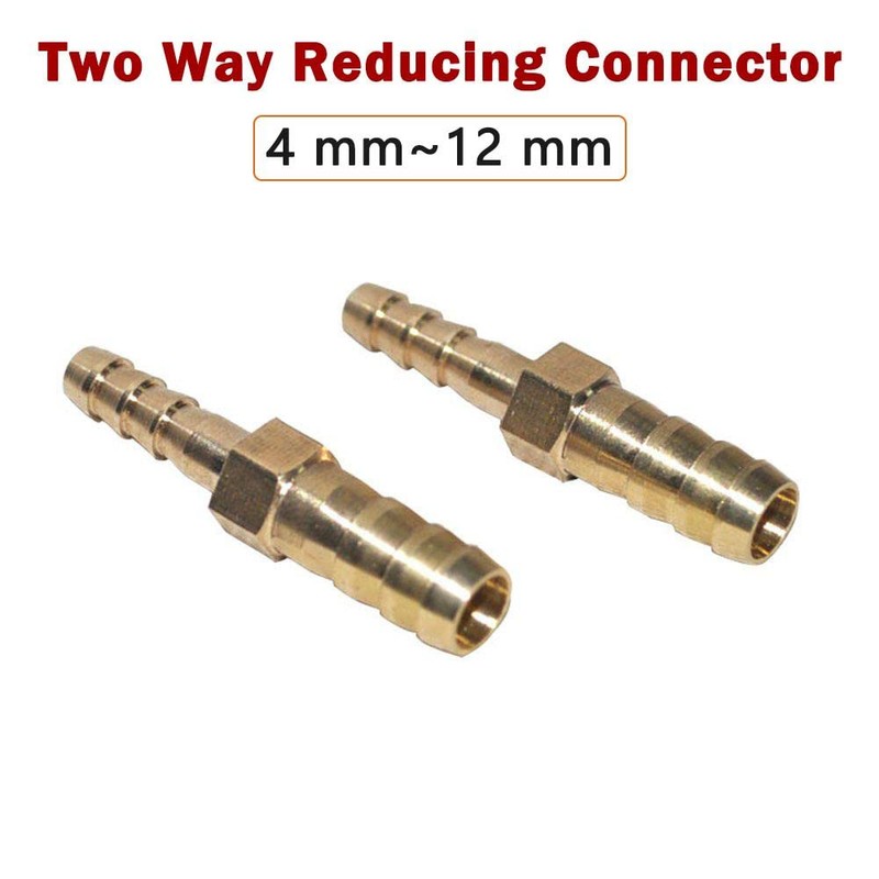 1Pcs 10mm-12mm Two Way Reducing Connector Brass Barb Hose Connector