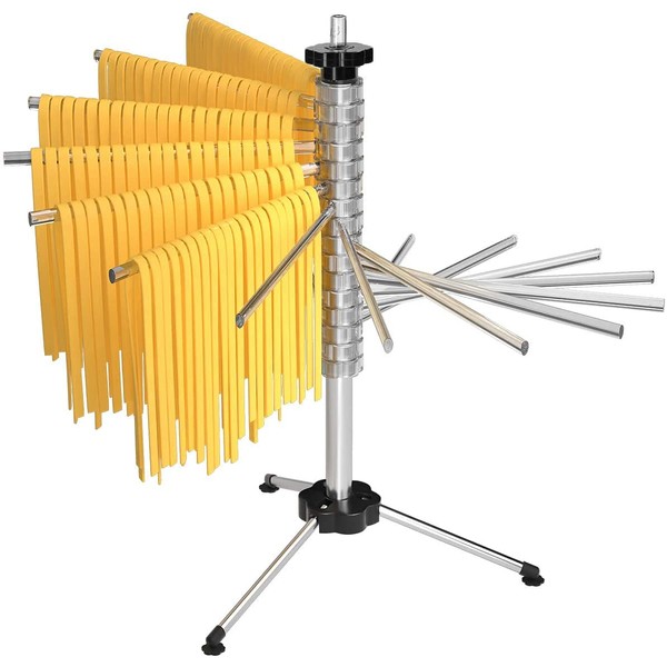 Tebery Pasta Dryer for up to 2.5 kg Pasta, 16 Extendable Rungs, Integrated Transport Rod, Foldable - Spaghetti Dryer, Pasta Dryer