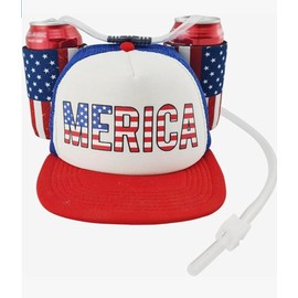 HandinHandCreations USA Hat Merica 4th of July All American Costume Drink Holder with Straw Costume