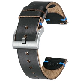 20mm Soft Horween Leather Watch Bands, Quick Release Leather Watch Straps, Handmade Vintage Replacement Watch Bracelet for men