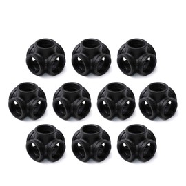 1" Black 5-Way Side Outlet Tee, Home TZH 10-Pack 5-Way Corner Black Malleable Cast Iron Pipe Fitting for Industrial Pipe, Furniture and DIY Decoration (10, Black 1 Inch)