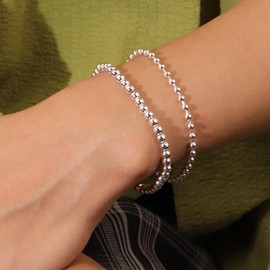 14K Gold Chain Bracelets Set for Women, Dainty Gold Paperclip Link Bead Bracelet Stake Adjustable Layered Metal Cute Fashion Jewelry(5 Pcs)