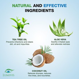 Toallitas para párpados y pestañas con aceite de árbol de té, 72 unidades: limpiador diario de ojos para blefaritis, picazón y orzuelo