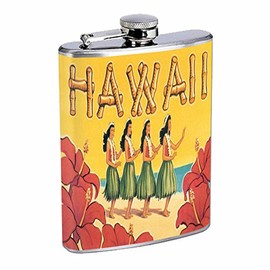Perfection In Style Stainless Steel Flask Vintage Hawaiian Art Design 010 8oz