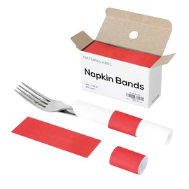 NATURALABEL 500 PCS Paper Napkin Rings with Box, Self-Adhesive Napkin Bands, for Family Meal, Birthday Party, Wedding, Celebration (Red)