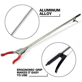IIT TWO! ALL METAL 36" Trash Picker Waste Pick Grabber Tool Reach Aluminum Grip Claw