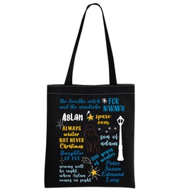 MNIGIU Chronicles of Narnia Tote Bag Chronicles of Narnia Inspired Gift for Bookish Chronicles of Narnia Merch (Narnia Black)