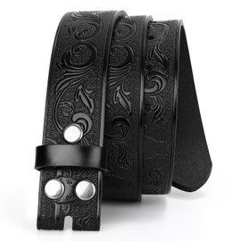 JASGOOD Western Leather Belt Strap for Men Engraved Cowboy Belt Strap without Buckle 1.5'' Wide Long Horn Bull Western Belt