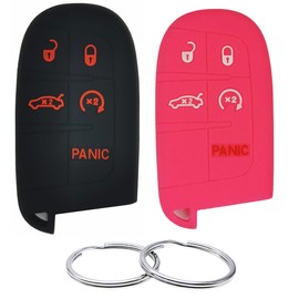 REPROTECTING Silicone Rubber Key Fob Cover Compatible with 2011-2021 Chrysler 200 300 Dodge Challenger Charger Dart Durango Journey Fiat 500 L X Jeep Cherokee Compass Grand Renegade Ram 1500 2500 3500