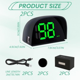 2 Pack GPS Digital Speedometer for Car MPH Golf Cart Universal HUD Speed Meter with LED Large Font Head Up Display Car Accessories with USB Cable Plug Play for Truck Motor SUV Golf Cart All Vehicles