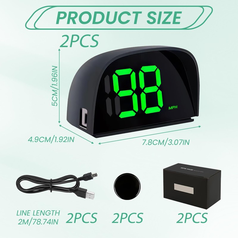 2 Pack GPS Digital Speedometer for Car MPH Golf Cart