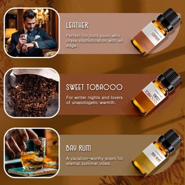 RAINBOW ABBY Fragrance Oil Gentlemen's Set - Leather, Bay Rum, Teakwood, Cedar, Sweet Tobacco, Sandalwood Aromatherapy Oils for Candle & Soap Making, Diffuser Oil Scents (6x10ML)