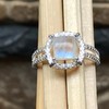 Natural Rainbow Moonstone 925 Solid Sterling Silver Engagement Ring Size