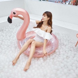 New Sequin Flamingo Inflatable Swim Ring Mount LF416 90cm + Flamingo 5ea