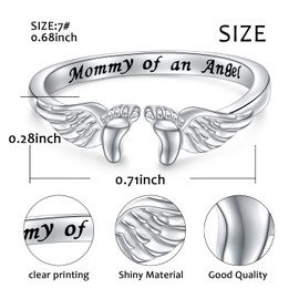Miscarriage Jewelry for Mothers 925 Sterling Silver Miscarriage Ring/Miscarriage Necklace Loss Mommy of an Angel Memorial Jewelry for Women Mother Mom Size 8