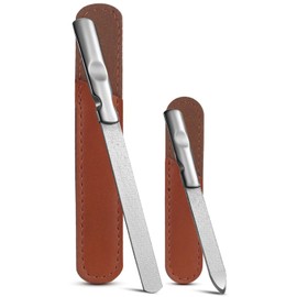 Nail File Set - 2 PCS Professional Metal Nail Files, Stainless Steel Nail File for Fingernails Toenails, Double-Sided Nail File with Coarse and Fine Manicure Pedicure Tools