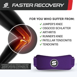 Sleeve Stars Patellar Tendon Support Strap Osgood Schlatter Knee Brace for Youth, Knee Brace for Women & Men, Swedish Brand Knee Strap Patella Tendon Support, Patella Band w/ 3 Lengths (Dark Purple) | SS SLEEVE STARS