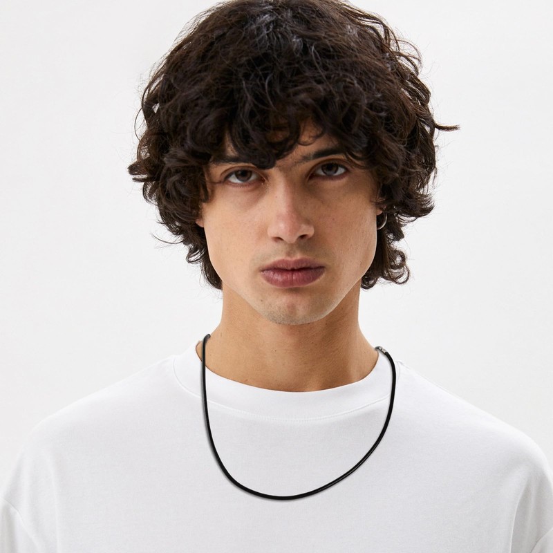 volumoon Genuine Leather Necklace, Pack of 2 Leather Necklaces, Men's