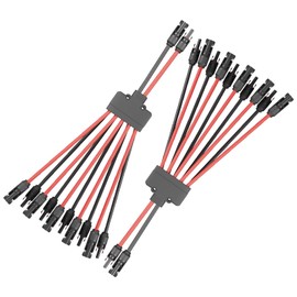 HCOVTXR 1 Pair Solar Connectors Y Branch, 2 to 10 Solar Parallel Connector for 2-5 Solar Panels,12AWG-10AWG Solar Connector Kit