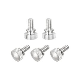 uxcell Knurled Thumb Screws, M4x8mm Brass Shoulder Bolts Grip Knobs Fasteners, Nickel Plated 5Pcs