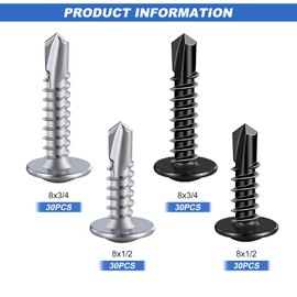 Drilling Screws M4.2 Self-Tapping Screws Metal Pack of 120 Tapping Screws Phillips Metal Screws for Wood Wall Metal 19 mm/13 mm