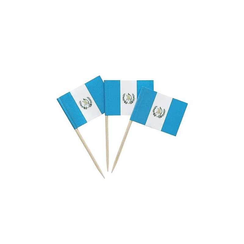100 Pcs Guatemala Flag Guatemalan Toothpick Flags, Small Mini Stick