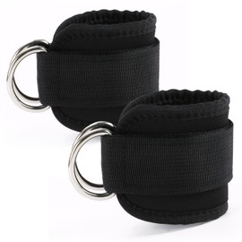 2 PCS Weightlifting Straps with D Ring,Adjustable Wrist Cuffs Gym,Padded Wrist Cuffs,for Cable Machines Strength Training Equipment,Black