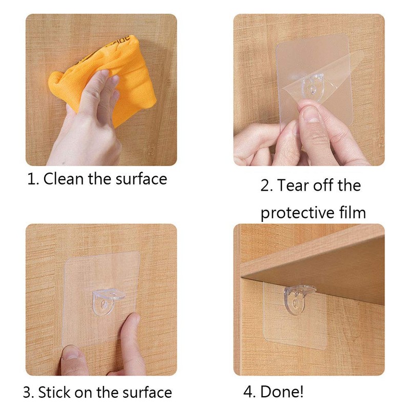 10 Pcs Self-Adhesive Shelf Bracket Pegs Plastic L Shaped Cabinet