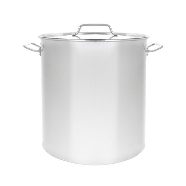 CONCORD Polished Stainless Steel Stock Pot Brewing Beer Kettle Mash Tun w/ Flat Lid (30 QT)