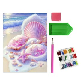 MIRKUZI Building Kits for Diamond Painting, Diamond Painting Kits for Adults Children 5D Diamond Painting Shells DIY Crystal for Home Wall Decor Gifts (30 x 40 cm)