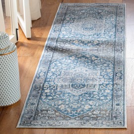 SAFAVIEH Persian Collection Runner Rug - 2'2" x 8', Charcoal & Blue, Oriental Distressed Design, Non-Shedding & Easy Care, Ideal for High Traffic Areas in Living Room, Bedroom (VTP479H)