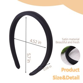 Black Headband Hair Accessories for Women Face Wash Makeup Hairband Headband for Women Satin Padded Headbands Spa Head Band Washing Face Stretchy Hairbands Fashion Hair Ornament