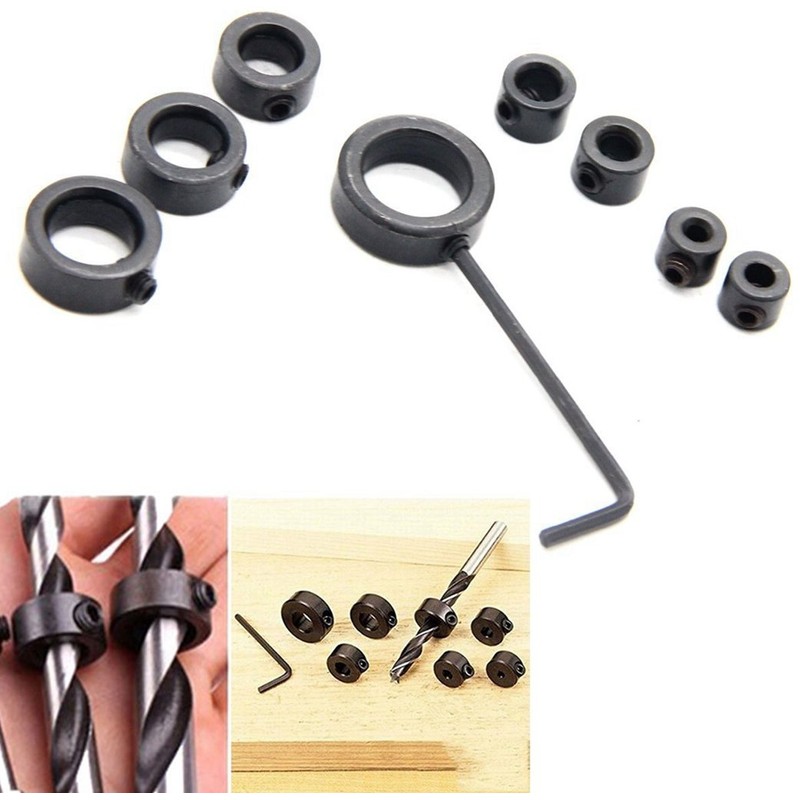 8 pcs/set Drill Stopper Drill Stop Ring 3-16mm Inner Diameter