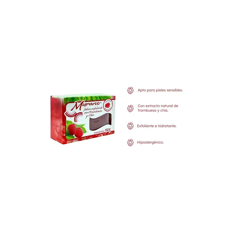 Jabón Barra Murano Exfoliante Corporal Frambuesa Chía 150g